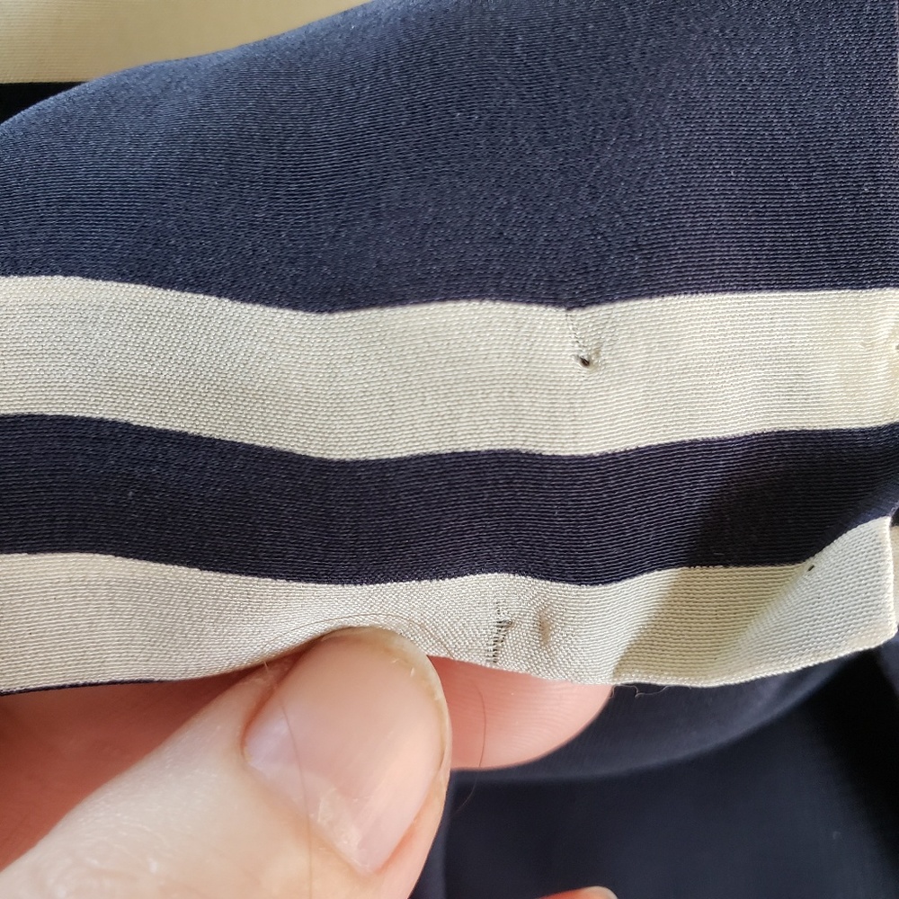 J Crew Silk Stripe Dress Spaghetti Strap Size 8 preppy flouncy empire waist - Picture 6 of 6